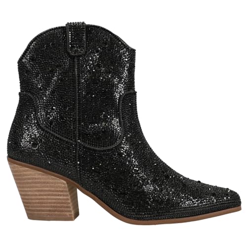 Matisse Womens Harlow Rhinestone Pointed Toe Casual Boots Ankle Mid Heel 2-3