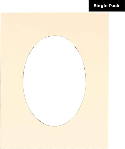 Miniatura 2 de CountryArtHouse Marco ovalado de 11 x 14 pulgadas, sin ácidos, color crema con núcleo blanco, corte biselado para fotos de 9 x 11 pulgadas, se