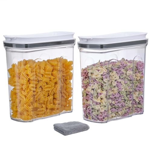 Image of Cereal Containers Storage Set, Airtight Food Storage Container with Lid 2.5L,2PCS BPA-FREE Plastic Pantry Organization Canisters for Rice Cereal Flour Sugar Dry Food in Kitchen