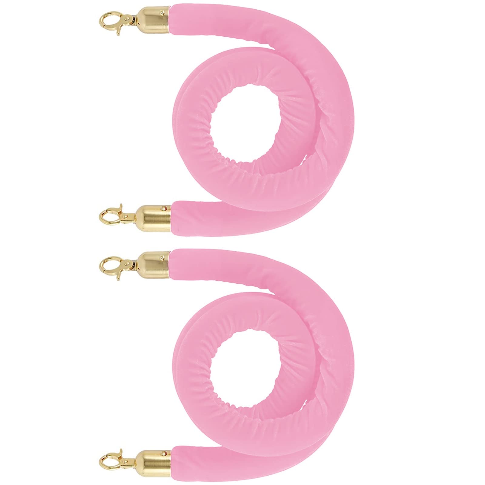 Aioneer Velvet Rope Stanchion With Gold Hooks – 2.7M Red Barrier Post For Crowd Control In Hotels & Events – Easy Setup, Elegant Accessory For Queue Management-Pink-2.7m/8.9ft/106inch