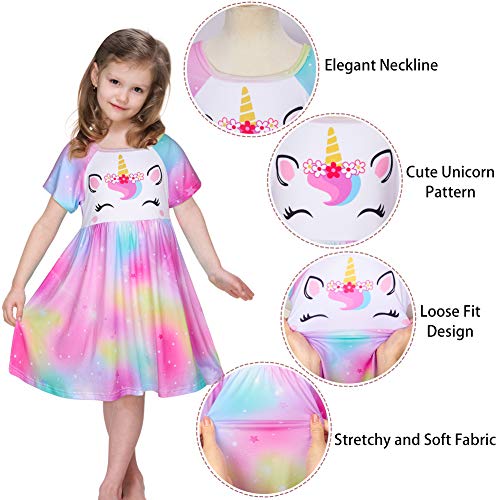Icosy Girls Nightgowns Unicorn Dress Pajamas For Toddler Girls Princess Nightgown Sleepwear Unicorns Gifts For Girls #TOP3