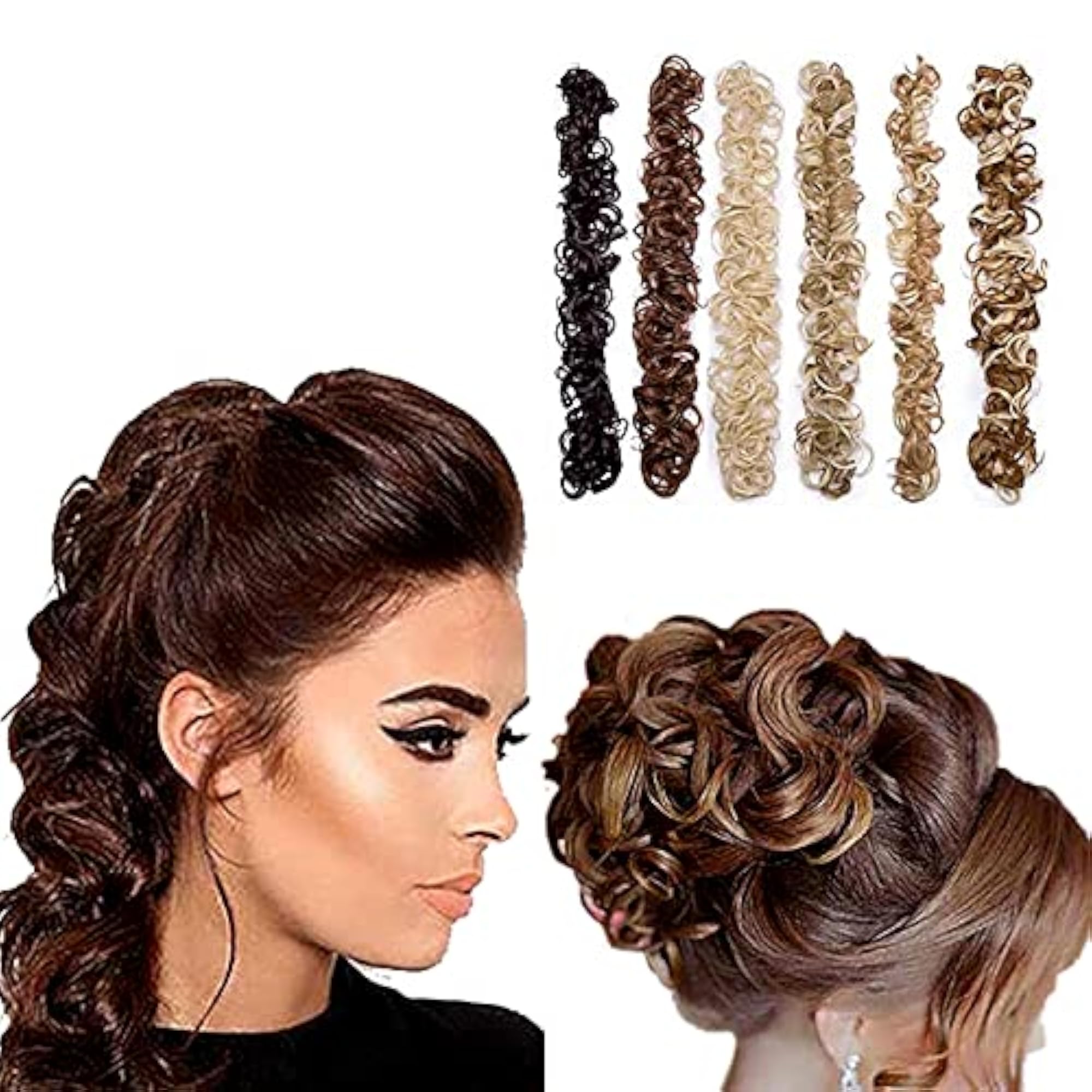 Synthetic Curly Messy Bun Ponytail Hair Extensions for Women