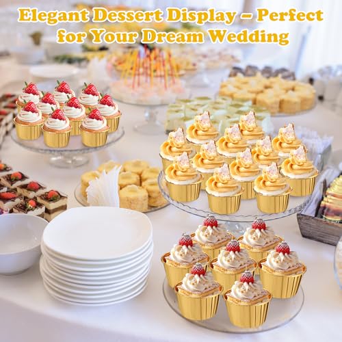 Image of 300 Pack Black Gold Cupcake Liners Bulk Disposable Foil Muffin Cup