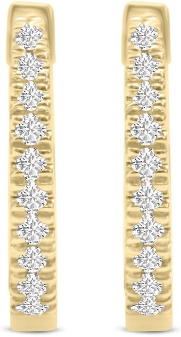 TimeLess Classics 10K Gold Natural Diamond Small Huggie Hoop Earrings For Women - 0.10 CTW | Color J-K | Clarity I2-I3