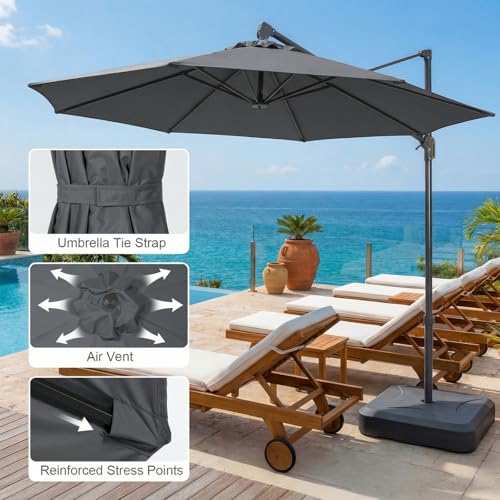 COWVIE 10ft Offset Umbrella Canopy Replacement for 8 Ribs Patio Umbrella, Outdoor Table Parasol Replacement for Yard, Canopy Only by COWVIE - Used condition - Image 4