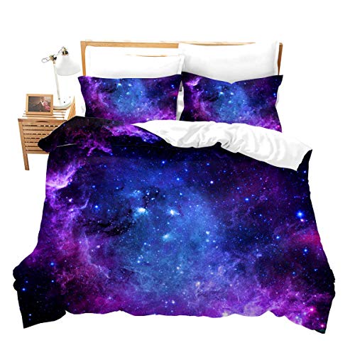 Juego de Funda de edredón Universecon Estampado de Cohetes, Galaxias, Almohada, Funda de con Cierre de, Uksx480lyp,