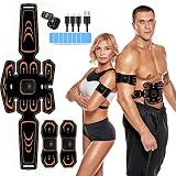 EMS Bauchmuskeltrainer, EMS Muskelstimulator, EMS Trainingsgerät,6 Modi & 9 Intensitäten,Elektrostimulation Muskelstimulation Bauchmuskeltrainer,ABS Stimula für Bauch/Arme/Beine