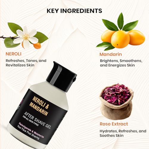 Image of Pink Woolf PreShave Oil & AfterShave Gel (NEROLI & MANDARIN), Shaving Combo For Men, Suitable For All Skin Types - 50ml & 110 ml (Pack Of 2)