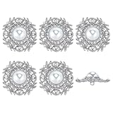 PH PandaHall 6pcs Flower Pearl Button Embellishments Buttons Decoration Pearl Shank Button Flower Sew on Buttons for Jewellery Clothing Dress Brooches Wedding Accessory, Platinum