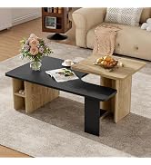 Merax Farmhouse Nesting Coffee Table Set of 2, Modern Rectangular Side Table for Living Room, Spa...