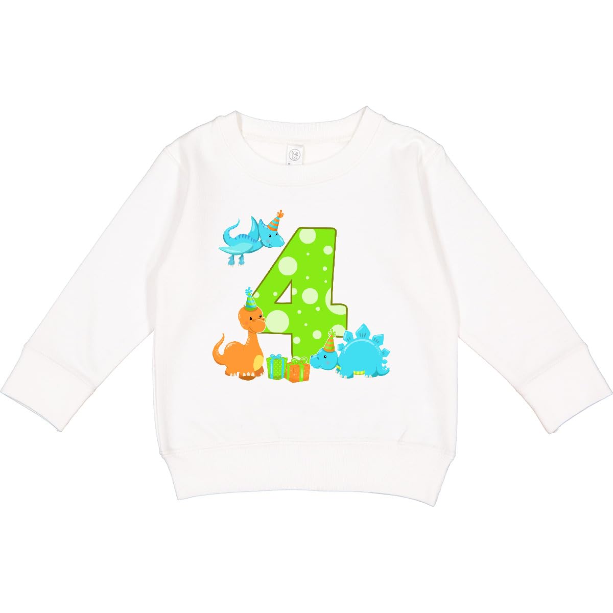 inktastic Dinosaur Party-Fourth Birthday Toddler Sweatshirt 4T White 27ba9