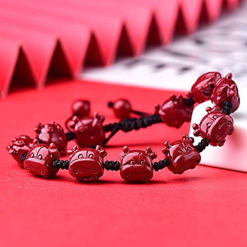 Pulsera de la Suerte contra malas energías amuleto Buey de cinabrio
