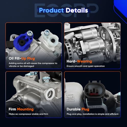 Image of ECCPP AC Compressor for BMW 528i 525i 528i 530i 650i Z4 M3 M5 M6 2006-2011 | Fast Cooling AC Compressor with Clutch