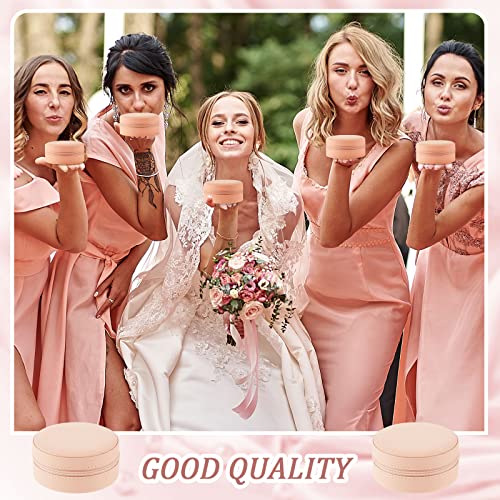 6 Pcs Travel Jewelry Case Bridesmaid Gift Boxes Jewelry Travel Organizer Small Round Jewelry Box Mini Storage Pu Leather (Pink) #TOP4