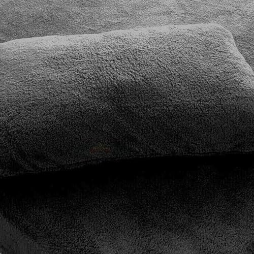 PARADISE STAR Teddy Fleece Duvet Quilt Cover Bedding Set including Matching Pillowcase Fluffy Thermal Warm and Cosy Charcoal Single 135cm x 200cm Approximate - Image 4