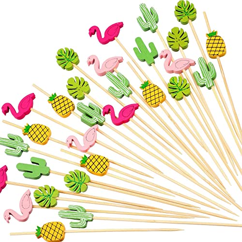 luckaide 100 Stück Cocktail Sticks, Herz Cocktail Spieße, Cocktailspieße,Holzspieße Fingerfood, Handgefertigte Cocktail Picks für Geburtstag Hochzeit Valentinstag Weihnachten