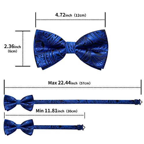 Image of DiBanGu Pre-Tied Bow Ties for Men Silk Adjustable Tuxedo Bowties Pocket Square Cufflinks Set with Lapel Pin Jacquard Woven
