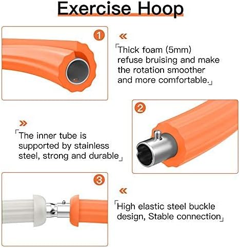 Yibaision 2.7lb Exercise Hoop for Adults, Workout Hoops for Exercise, Upgrade 8 Section Detachable Stainless Steel Exercise Hoop with Thicker Premium Foam, Burning Fat, Weight Loss