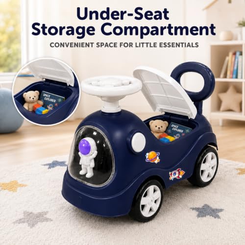 Image of Lifelong Astro Ride On Push Car for Kids 1-4 Years | Distraction-Free Non-Musical Ride-On Toy with Easy Installation, Steering Wheel & Under-Seat Storage | Sturdy 35 kg Capacity for Indoor Outdoor Fun