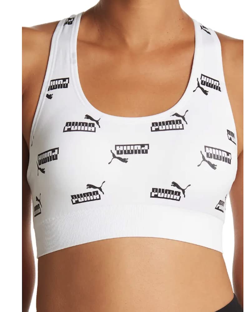 PUMA Women's A Chic Bralette for All Out Athleisure Looks Bralette (Medium) White/Black