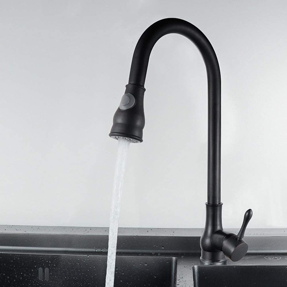 OKUOKA Kit de reparación, Grifo de Fregadero de Cocina extraíble y Bronce Antiguo Europeo a la Moda, Mezclador de rotación Completa de Cobre Negro, Duradero