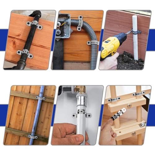 Image of 30Pcs 1 /2 Inch Stainless Steel Conduit Clamps, 2 Hole Strap U Bracket Rigid Pipe Strap, Tension Clips U-tube Clamp for Pipe Fixing on Various Surfaces