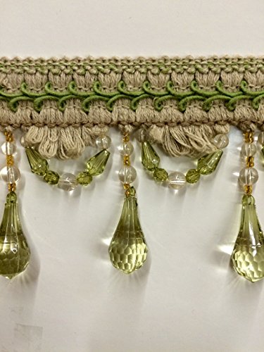 4" Crystal Beaded Tassel Fringe Trim Tf-46/7-33 Brown & Cranberry (Sold By The Yard) #TOP4