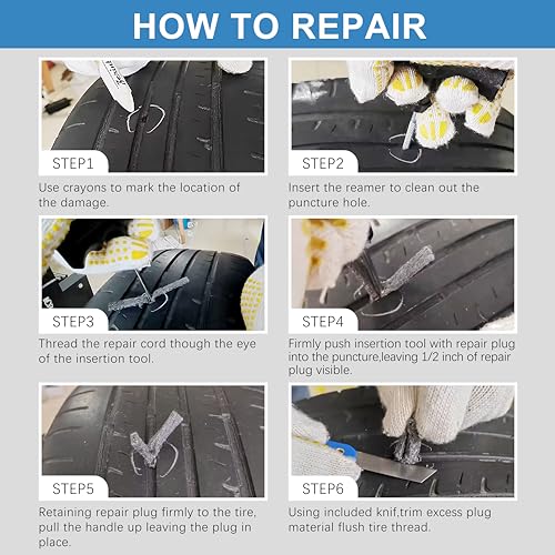 Image of TT-M29 TubelessTire Repair Kits-29 PCS Universal,Upgrade T-HandleTyre Plug Kit Emergency Puncture Repair Kit for Cars Motorcycles