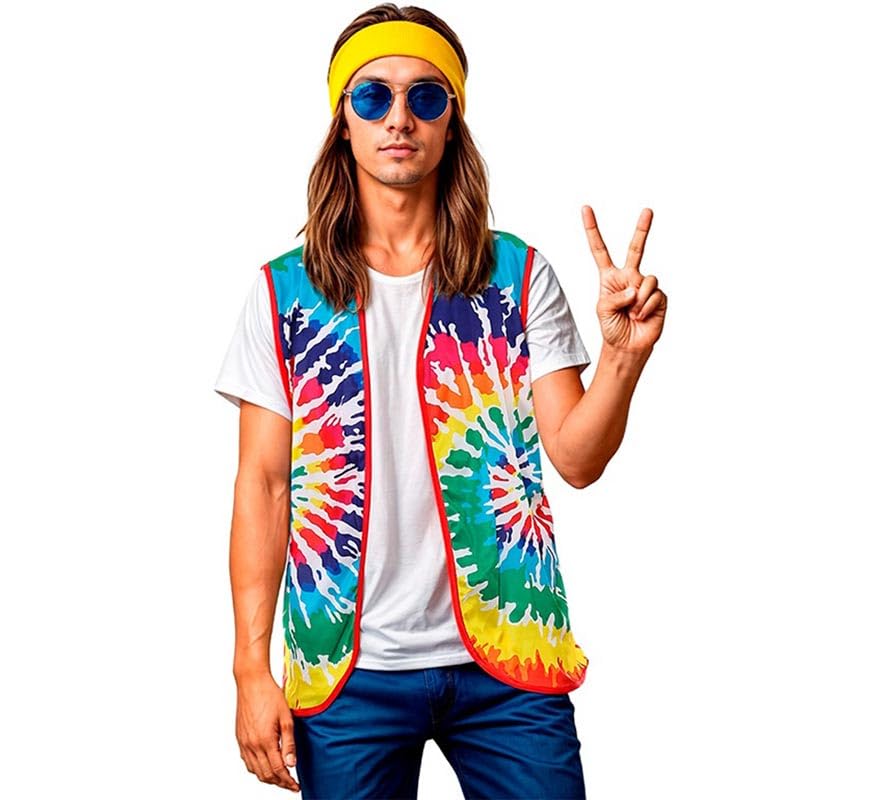 Adult Multicolor Circles Hippie Vest (One Size)