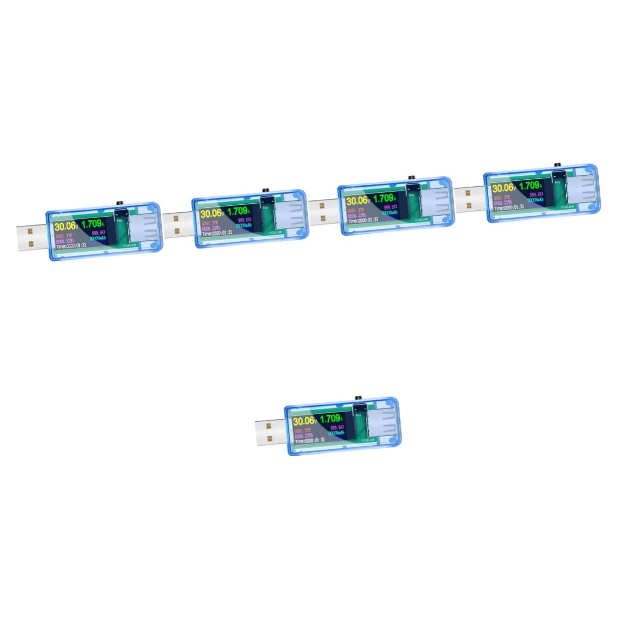 UKCOCO 5piezas Probador Usb Multímetro De Voltaje y Corriente Medidor De Potencia Portátil Para Cargadores Baterías y Dispositivos Usb Monitorización Real Pantalla Lcd