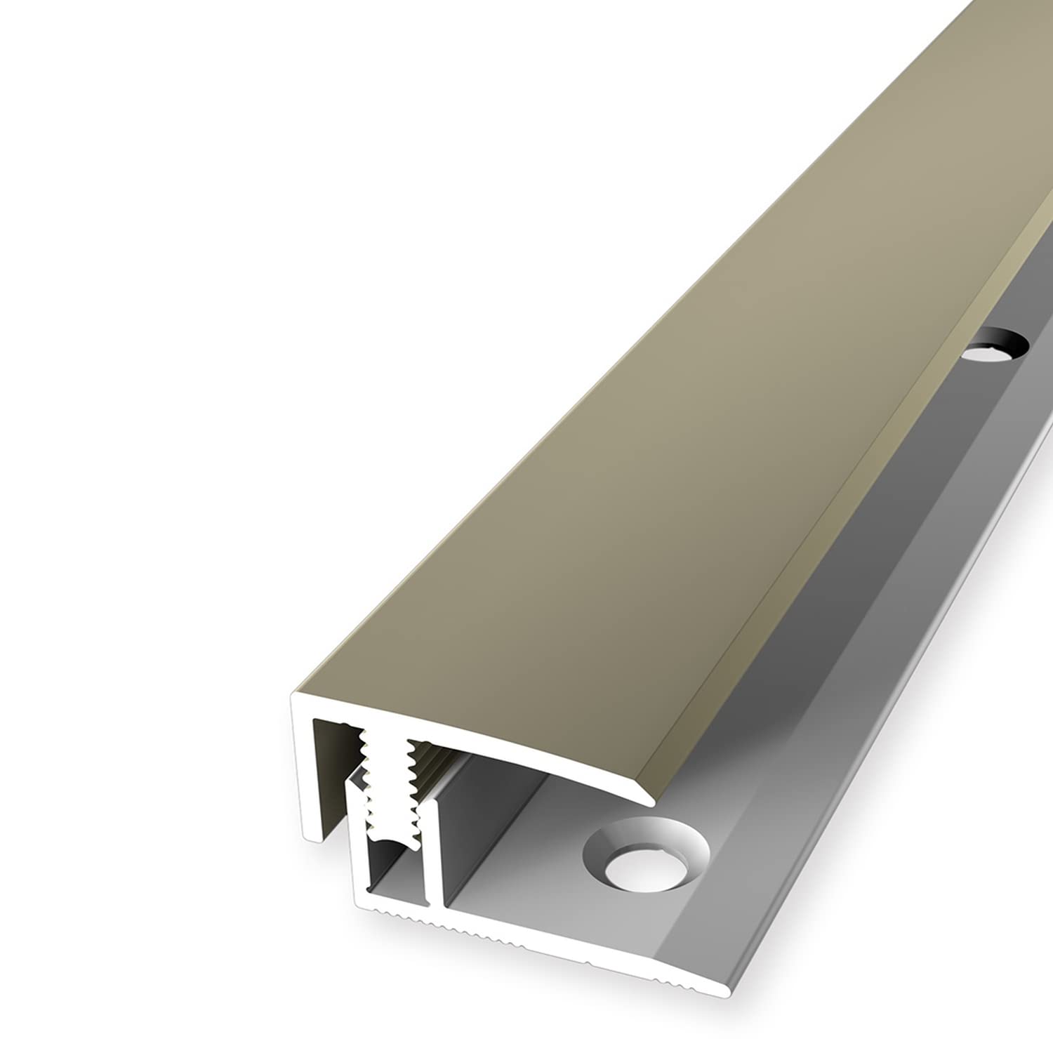 PROVISTON | Profilé de finition sol stratifié | Largeur 21 mm | Niveau de rattrapage 7-12 mm | Longueur 2700 mm | Profilé en alu | Profilé d'arrêt | Couleur sablé | 1 pièce