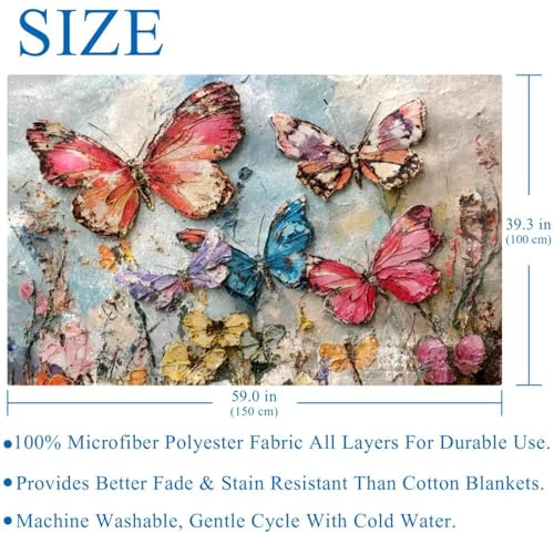 Couverture fleurs et papillons vintage douceur premium lit et sofa - 6