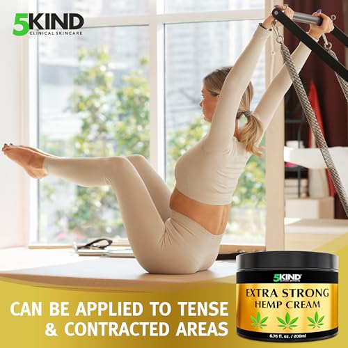 Image of 5Kind Extra Strong Hemp Cream 6.76 fl oz - Maximum Strength | Natural Topical Cream - Muscle Rub for Lower Back, Joints, Neck, Knees, Shoulders