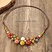QLYOVWE Boho Hippie Ceramic Bead Strand Necklace for Women Vintage Colorful Ceramic Handmade Ethnic Necklace Bohemian Summer Beach Jewelry (Red)