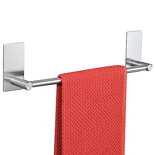 Alise Toallero individual de baño, toallero para baño y cocina, toallero de acero inoxidable SUS304, autoadhesivo, sin perforación, 30.5 cm, acabado cepillado