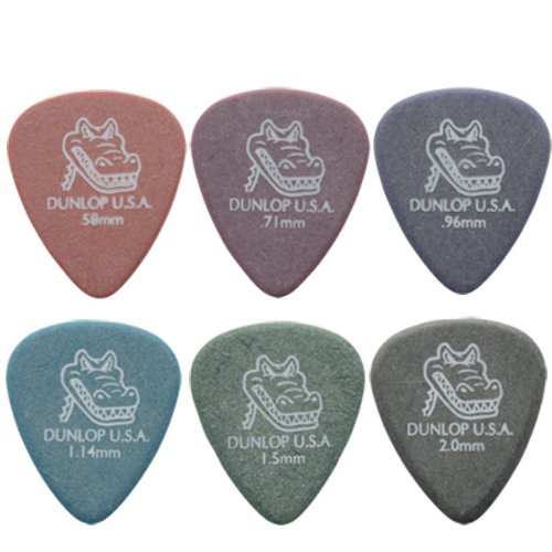 Gator Lot de 12 médiators pour guitare - 2 de chaque taille dans une boîte pratique en étain