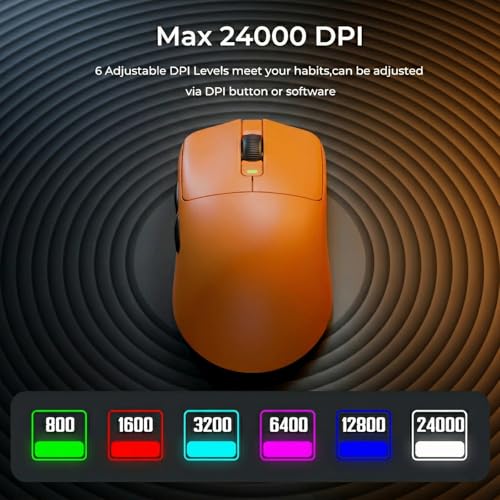 Image of RK ROYAL KLUDGE RK M30 Wireless Gaming Mouse, 43g Ultra-Lightweight Computer Mouse with 2.4GHz /Bluetooth /USB-C, 24000 DPI, Rechargeable PC Game Mice with 5 Programmable Buttons for Win /Mac, Orange