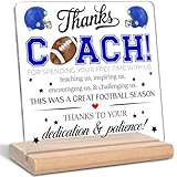 Thank You Gifts for Football Coach，Thanks Coach! Acrylic Plaque Sign, Appreciation Gifts, Office Home Desk Decor Sign(Blue)