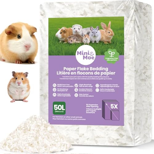 mini&moe Hamster Bedding 50L: Dust-Free and Odor Control Moisture Absorbent Unscented Natural Paper...