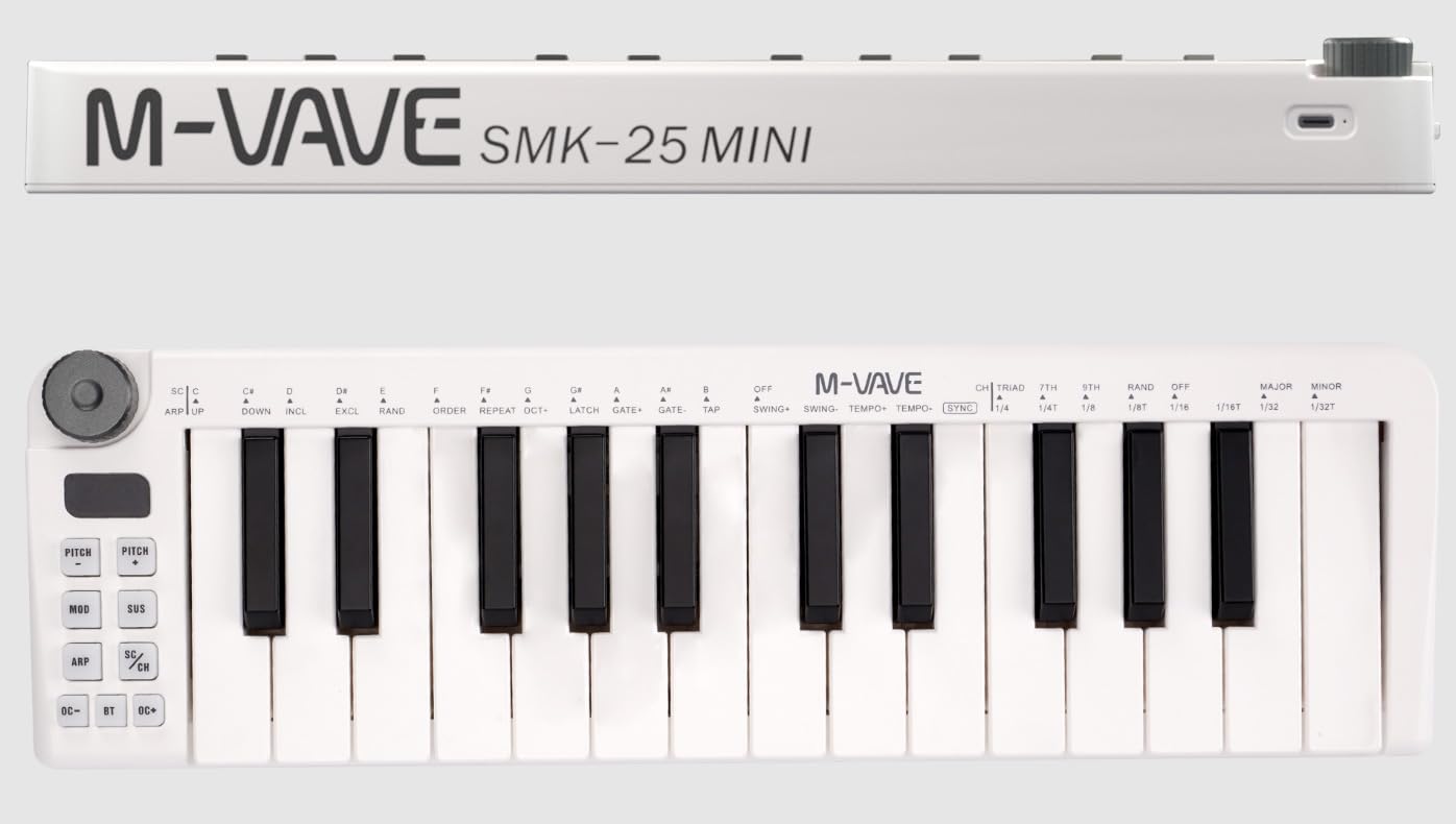 MIDI SMK-25 Mini Keyboard with 25 Velocity Sensitive Keys and 1