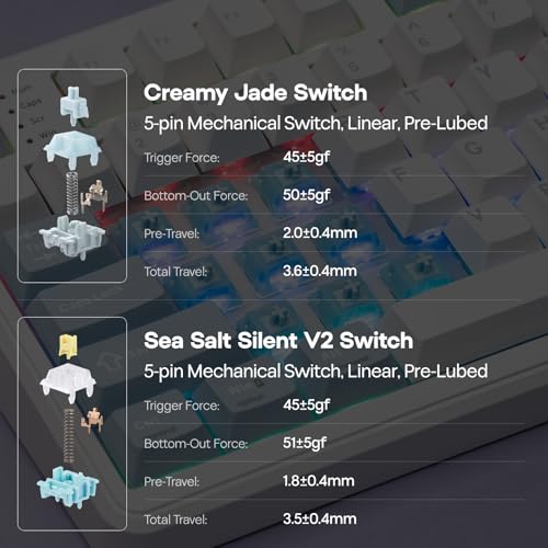 Image of EPOMAKER TH99 PRO 96% Mechanical Keyboard with Screen & Knob, 10000mAh, 2.4Ghz /BT, Hot Swap, Custom Driver, RGB Backlight, PBT Keycap, Wireless Gaming Keyboard for PC /Mac (Blue&White, Sea Salt Silent)