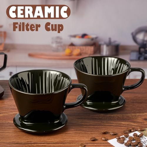 Image of Pour Over Coffee Dripper, Ceramic Pour Over Coffee Maker, Black