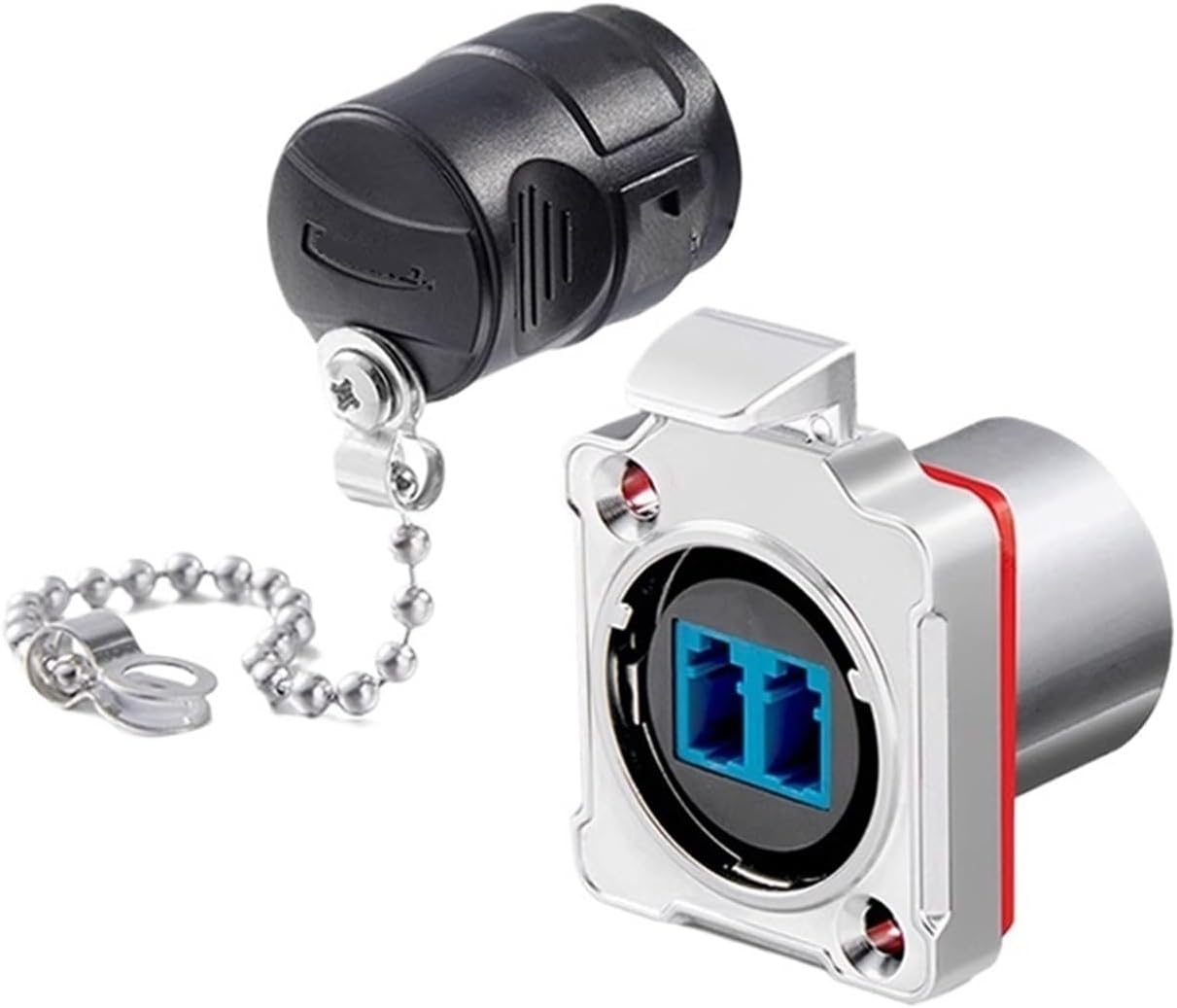 BD24 fiber optic industrial connector IP68 metal aviation room network LC fiber optic docking connector(Metal plug 0.5 meters)