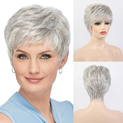 Blonde Unicorn Silver Grey Hair Wig Natural Short Human Hair Wigs For Women Short Wig For Daily Use #TOP2