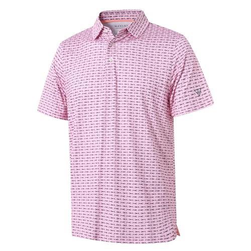 Image of Golf Shirts for Men Dry Fit Short Sleeve Print Performance Moisture Wicking Polo Shirt