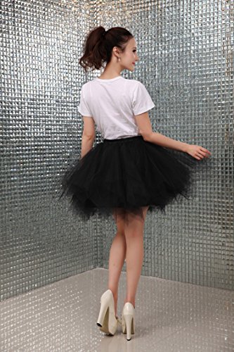 Adult Women 80'S Plus Size Tutu Skirt Layered Tulle Petticoat Halloween Tutu Black #TOP7