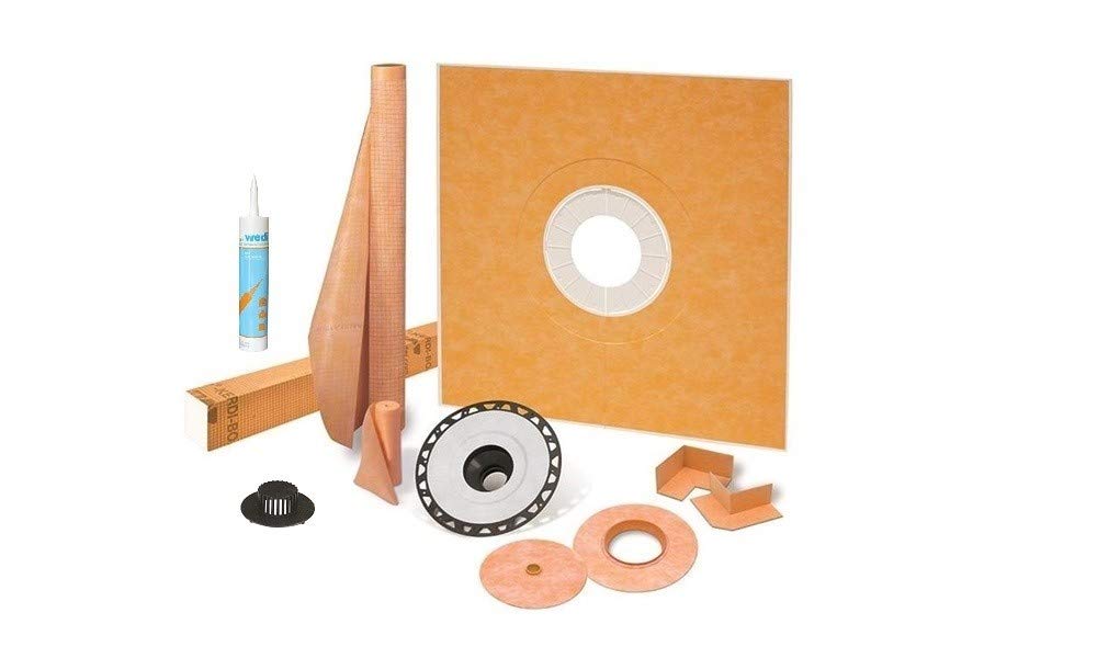 SchluterKerdi 48 Inch x 48 Inch Shower Kit with 2 Inch ABS Flange and Joint Sealant