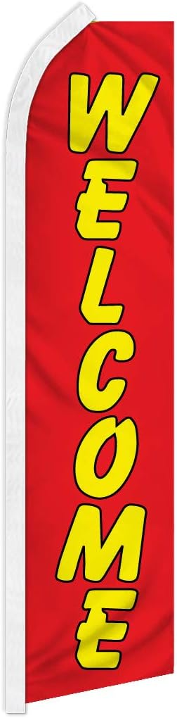 Infinity Republic Red Swooper Feather Flag - 138" x 30" - Grand Opening, Independence Day, Business, Dealership, School, Festival, Fair