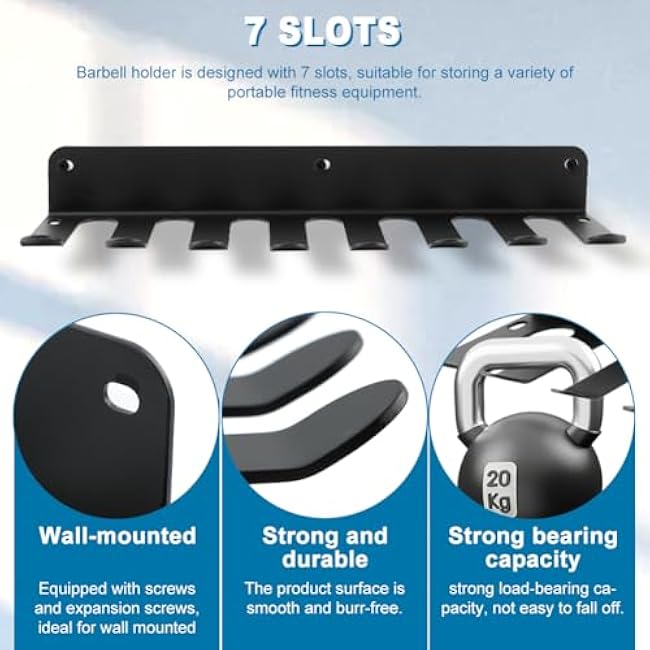 Gym Equipment Storage Rack, Resistance Bands Storage Hanger, Multi-Purpose Home Gym Rack Organizer Wall Mount for Barbells Jump Ropes Lifting Belt Gym Accessories