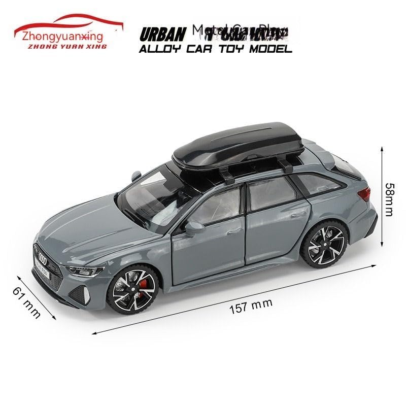 Image of Model Car Exclusive Alloy Metal Pull Back Die-cast Car Metal Pullback Toy car with Openable Doors & Light Music Best Gifts Toys Kids (1:32 Scale Audi RS6 - Grey)